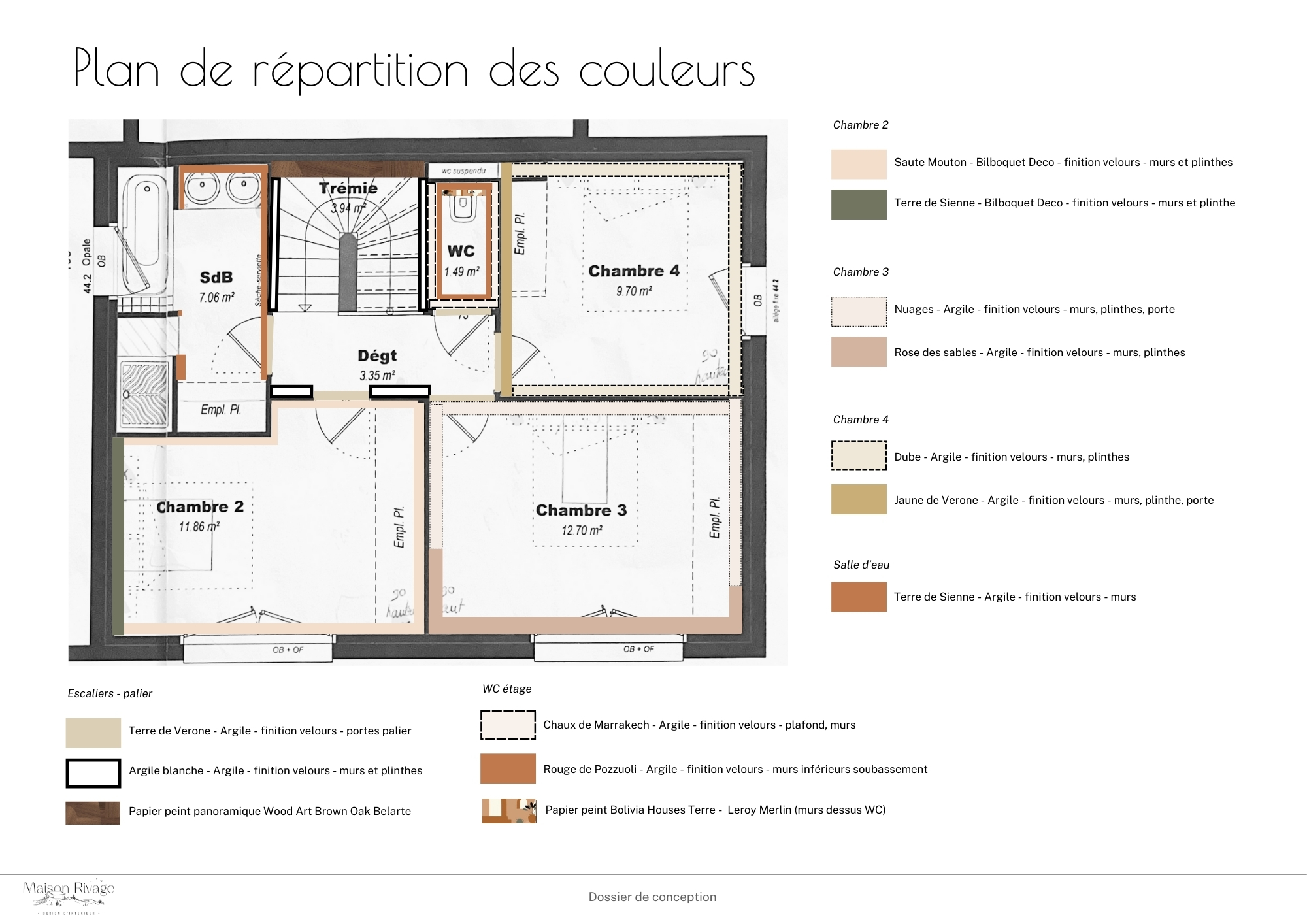 exemple de plan de répartition des couleurs pour le peintre
