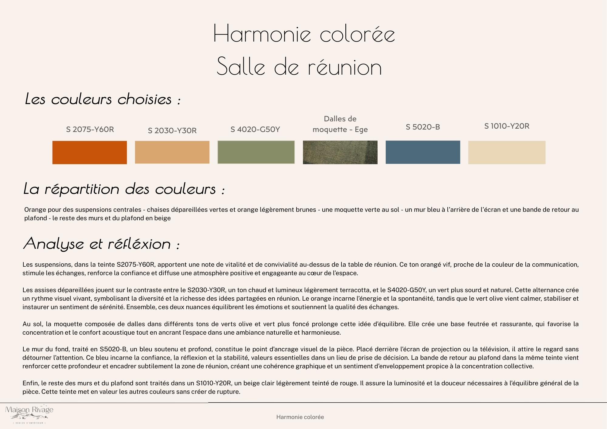 harmonie colorée réalisée par la coloriste Mélanie Bourt pour une salle de réunion