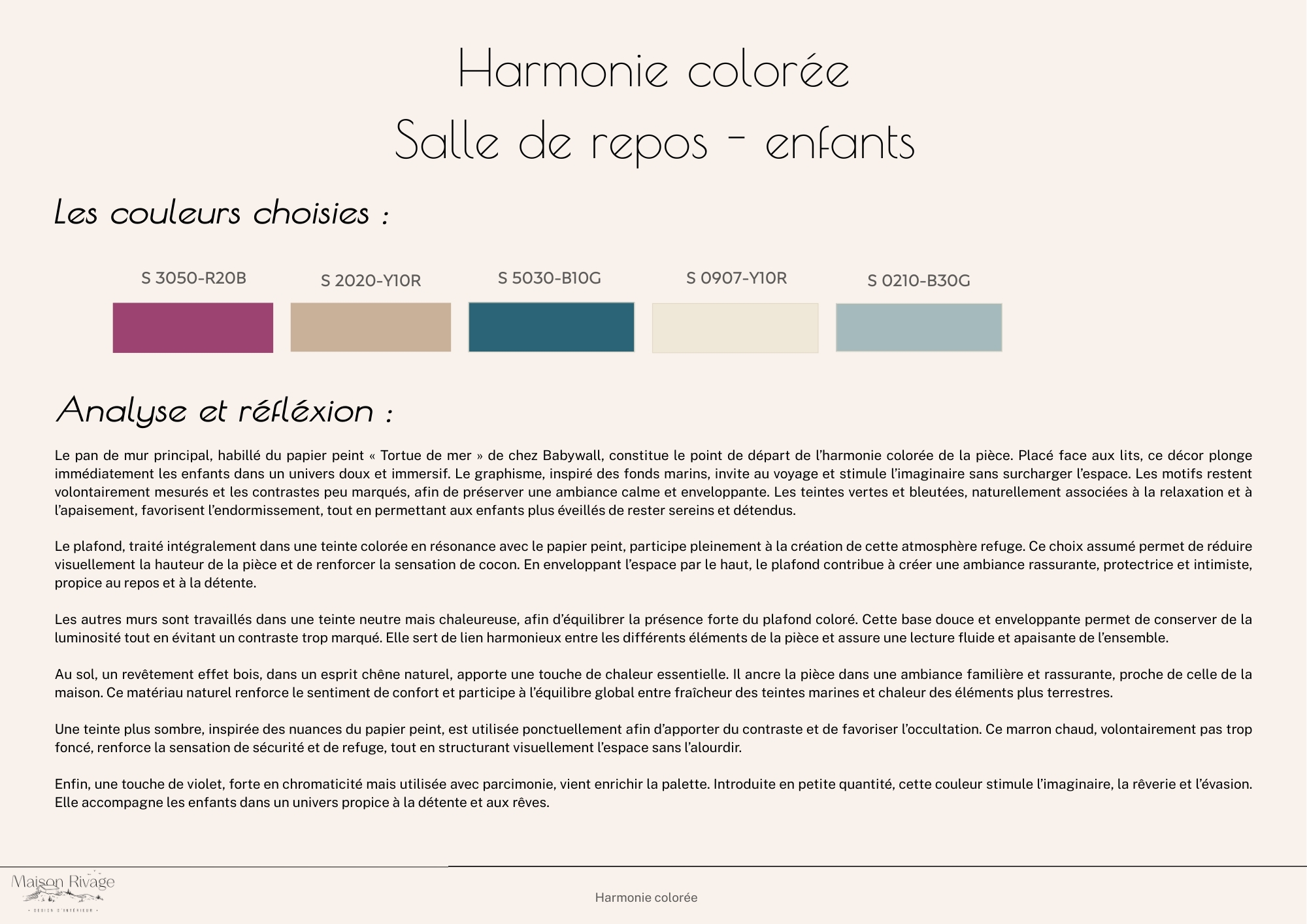 harmonie colorée détaillée et expliquée