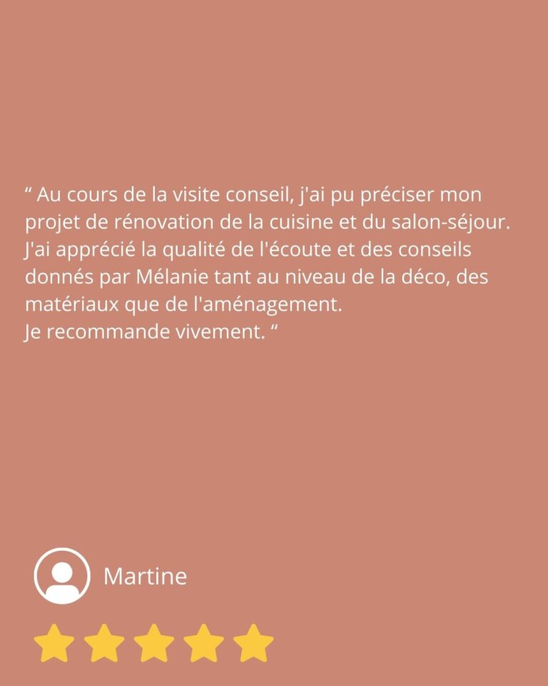 avis client pour une visite conseil de Mélanie Bourt