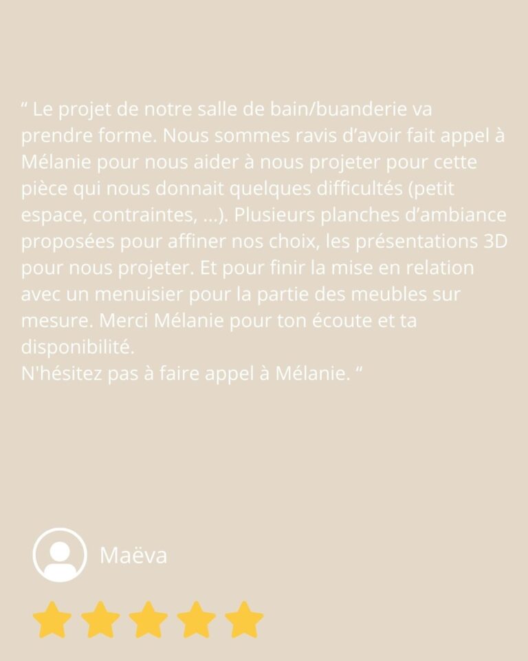 avis client pour la prestation de conception complète de Mélanie Bourt